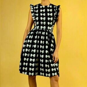 Batsheva Pinafore Apron Antique Bow Dress M